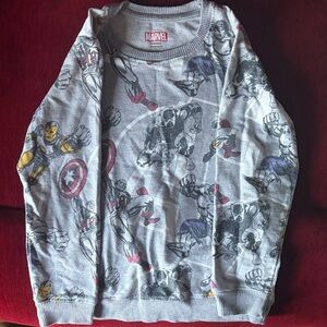 Marvel Gray and Yellow Superhero kids Crewneck Sweater